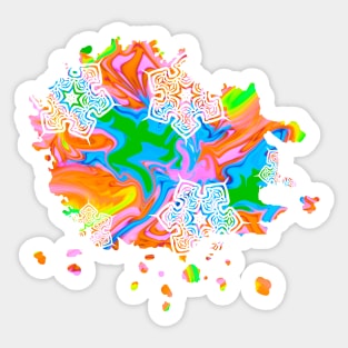 Psychedelic Abstract Splash Silhouette Art Sticker